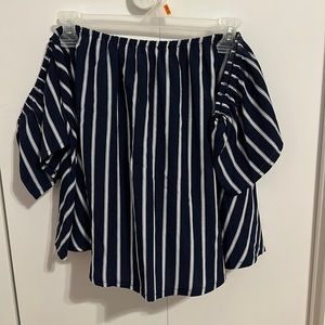 Navy blue tube-top with cap sleeves